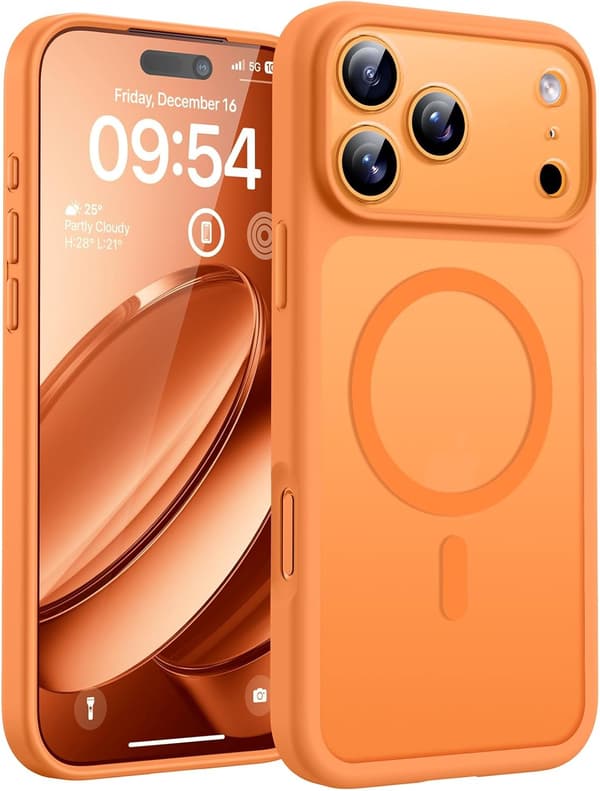 Magnetisk telefondeksel til iPhone 17 Pro 63-tommer, kompatibel med MagSafe (oransje) iPhone 17 pro