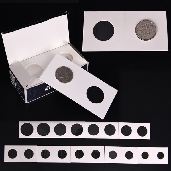 50 uutta valkoista pahvia 2x2 Mylar-kolikkotelinettä säilytystilalla B. - Perfet White 3.3cm