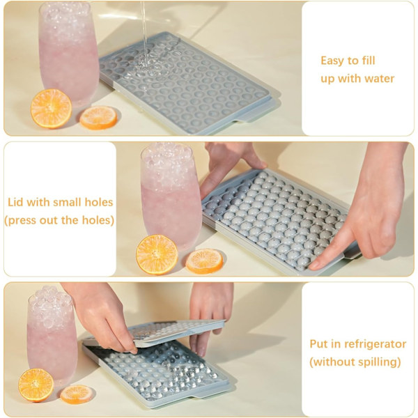 Mini iskubbrickor till frys - 4-pack små iskubbrickor med lock 104 x 4 isbrickor BPA-fri för kylning av drycker Kaffe Cocktail Pink-Perfet pink