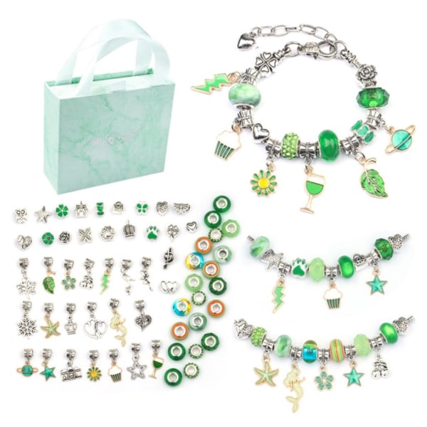 Kids Creative Diy Crystal Armbånd Beaded Making Gavesæt - Perfet Green