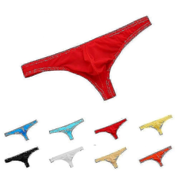 Herr Enfärgade Stringtrosor Ultratunna Andningsbara Låg Midja Mjuka Underkläder-Perfekt Red 2XL
