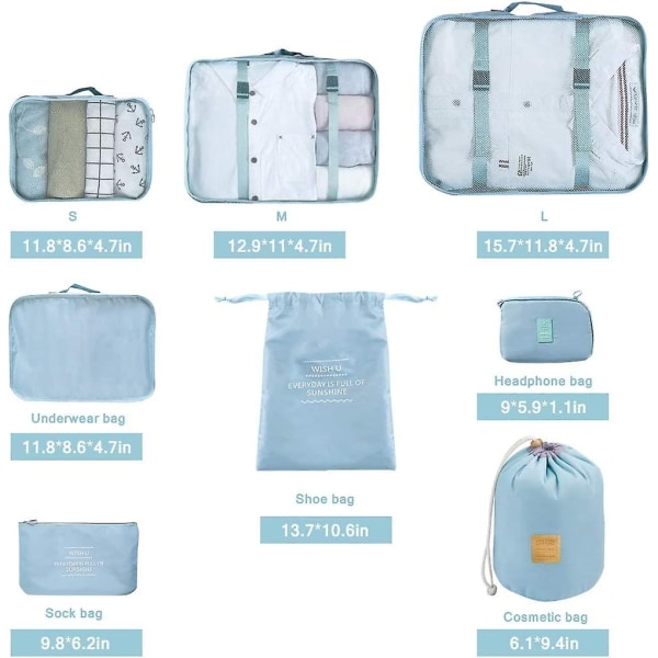 8-delad resekub hopfällbar väska Organizer Lätt organizer (blå) Tx - Perfet light blue