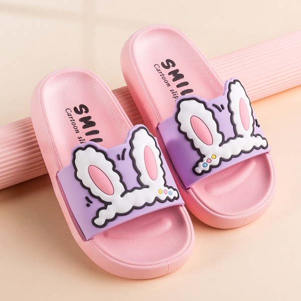 Skridsikre indendørs tegneserie børnesandaler til hjemmesko - Perfet Pink rabbit ears 24-25(Foot length15cm)