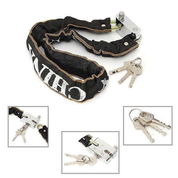 Ketjulukko Polkupyörä Heavy Duty Safety Riippulukko Moottoripyörä + 3 Key