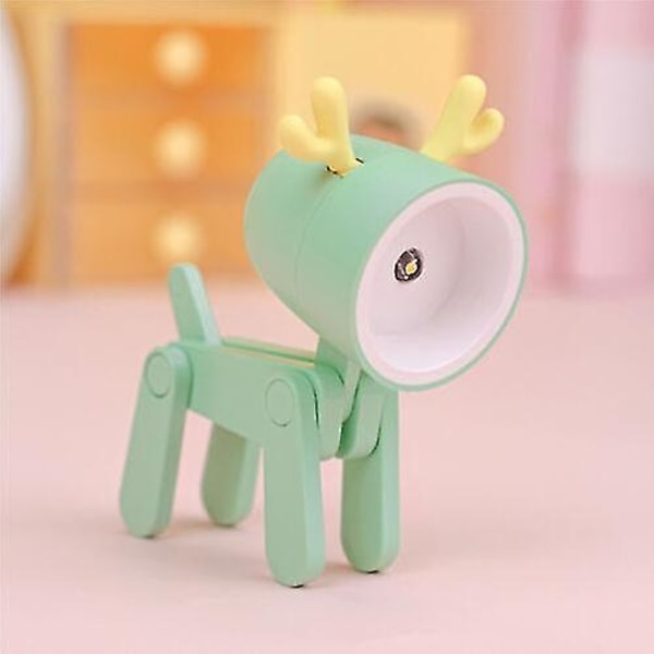 Mini Tegneserie Dyr LED Skrivebordslampe Bærbar Justerbar Sød Kæledyrs Natlampe - Perfekt green deer