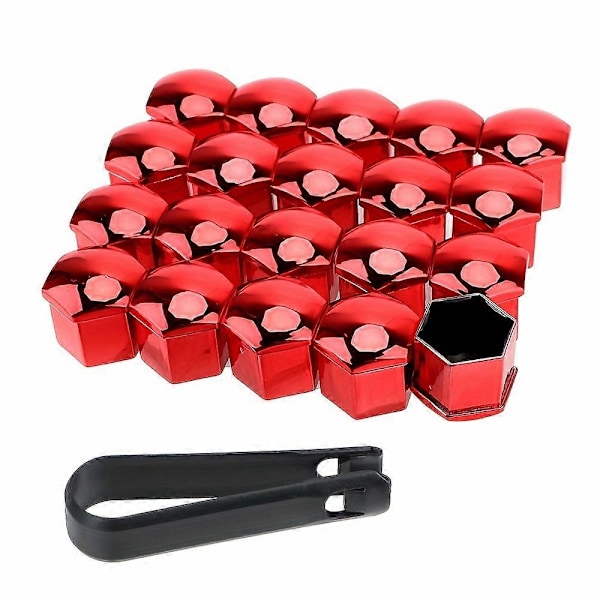 20 kappaletta auton pyöränmutterin suojakantta ruosteenesto auton pyörännavan mutteri auton renkaan mutterin ulkokoristelu - Perfet Electroplating Red 17mm