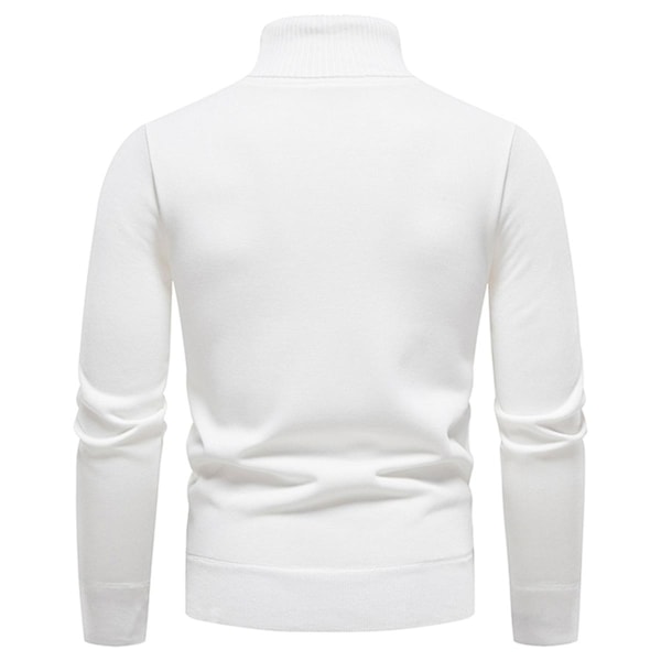 Yynuda Herre Turtleneck Lett Slim Fit Genser Casual Strikket Pullover-Perfet White XL