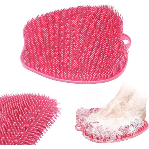 Foot Massager Apple Shape - Fotborste med halkfria silikonsugkoppar, skrubbar lätt, förbättrar fotcirkulationen, exfolierar död hud (rosa)