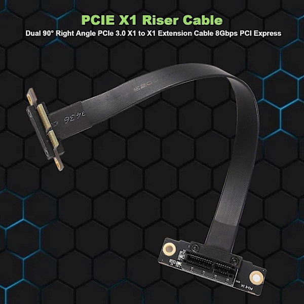 Yhteensopiva PCIE X1 -nousukaapelin kanssa, kaksois-suorakulmainen PCIe 3.0 X1 - X1 -jatkokaapeli 8 Gbps PCI 1X -nousukortti 20 cm - Perfet
