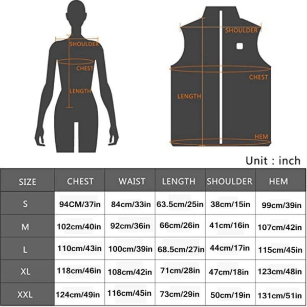 Dame varmevest, USB El varme vest jakke - Perfet black L