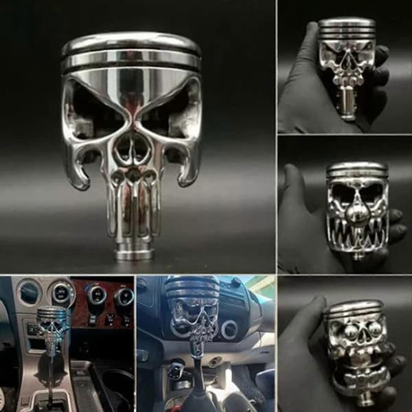 Universal Legering Krom Punisher Skull Bil Manuel Gearknop Stang Gearskifter - Perfekt C