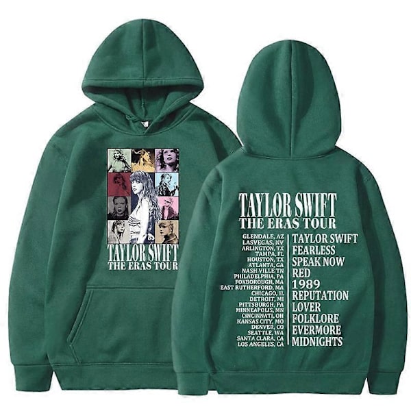 Unisex Hoodie Taylor The Eras Tour - Pojk- och Flicksweatshirt, Midnight Album Swift Print, Dam- och Herrkläder, Huvtröja - Perfekt Green XL