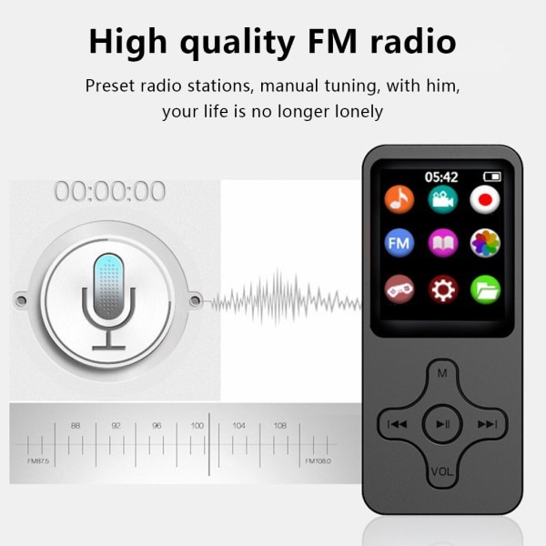 MP3-spiller Bluetooth-kompatibel V4.0 Bærbar HiFi-musikkhøyttaler 32G