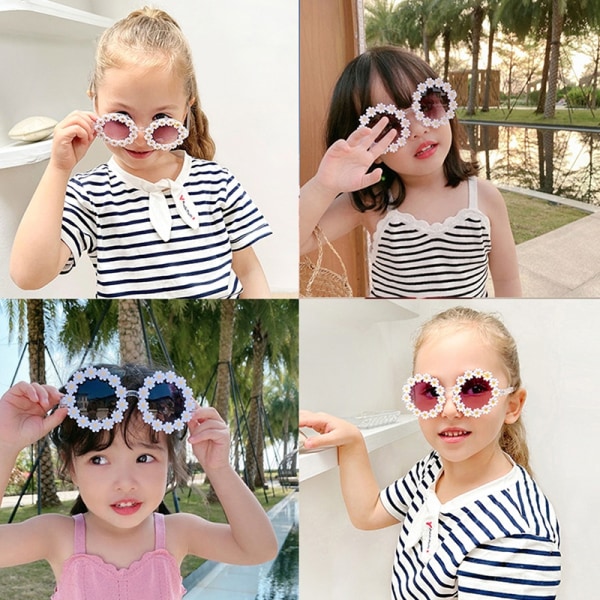 Barnesolbriller Kids Round Flower Solbriller - Perfet White