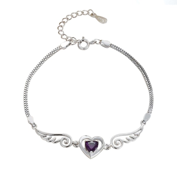 925 hopea violetti timantti sydänrannekoru naisille - Perfet