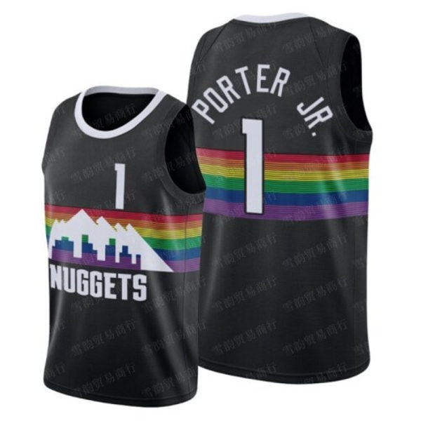 Baskettröja för herrar JOKIC 15# MURRAY 27# PORTER JR. 1# vuxen Mode Top tee port T-shirts black #1 S