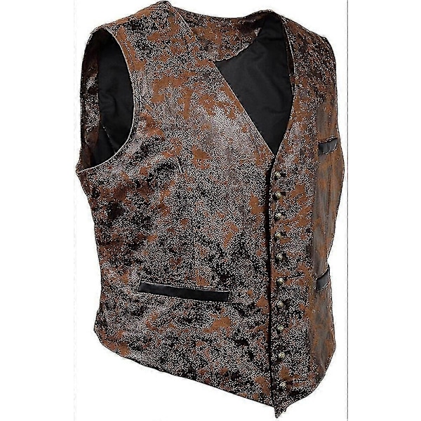 Herrar Solid Sammet Konstläder Väst - Perfet brown M