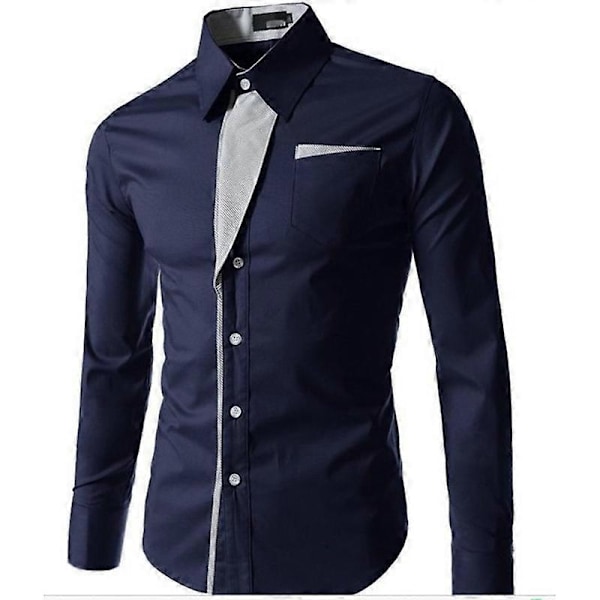 Mænds Skjorte Langærmet Casual Skjorte Langærmet Skjorte - Perfet Blue XL