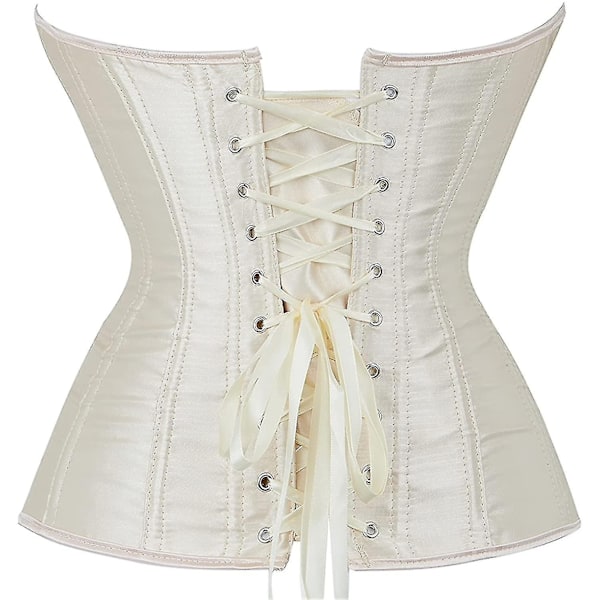 Kvinners Bustier Korsett Topp Sexy Lingerisett Svart Satin Midje Cincher-Perfet Beige Xx-large