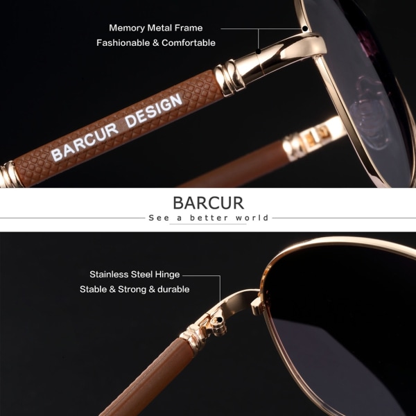 BARCUR Design Solglasögon Titanium Alloy Polarized Solglasögon för män Kvinnor Pilot Gradient Glasögon Cover Oculos De Sol Guld Gradient Grå-Perfet Gold Gradient Gray BARCUR