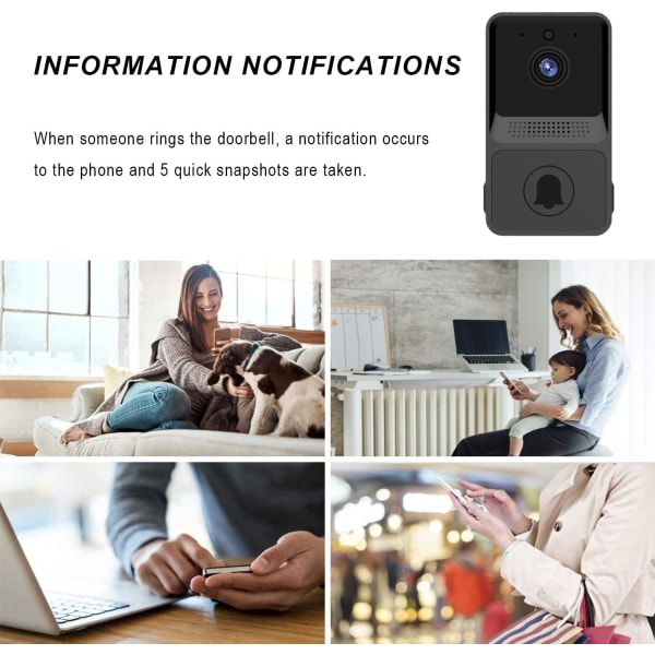 Trådløs fjernkontroll Videodørklokke Hjemmetelefon HD Night Vision - Perfet