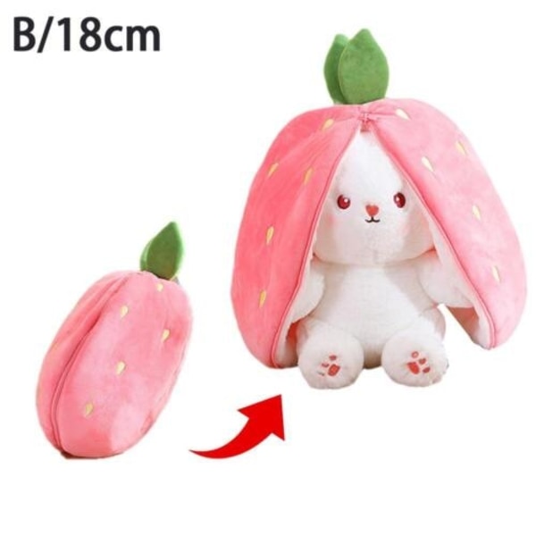 Transformerbar jordbær gulerod kanin Plys legetøj udstoppet kanin Strawberry 18cm