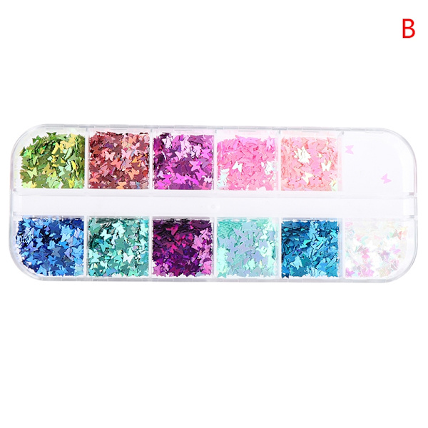 Sparkly utterfly Nagelpaljetter Blandade Glitter Flakes Skivor Art - Perfet B