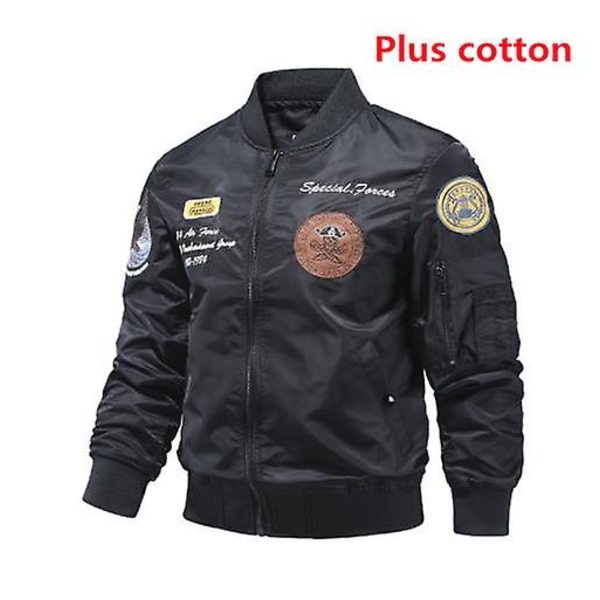 Ny Ankomst Mænds Flyvejakke Vinter Bomberjakke Ungdomsmode Stor Størrelse Baseball Uniform til Kvinder-Perfet Black  Plus cotton L