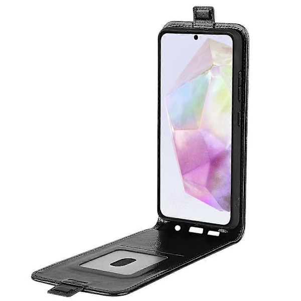 Kompatibel med R64 Textur Vertikal Flip Läder Telefonfodral-Perfet Black