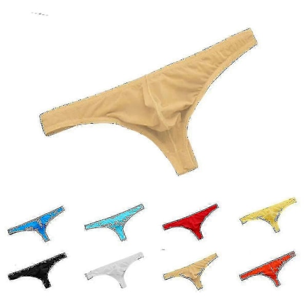 Herr Enfärgade Stringtrosor Ultratunna Andningsbara Låg Midja Mjuka Underkläder-Perfekt Skin Color M