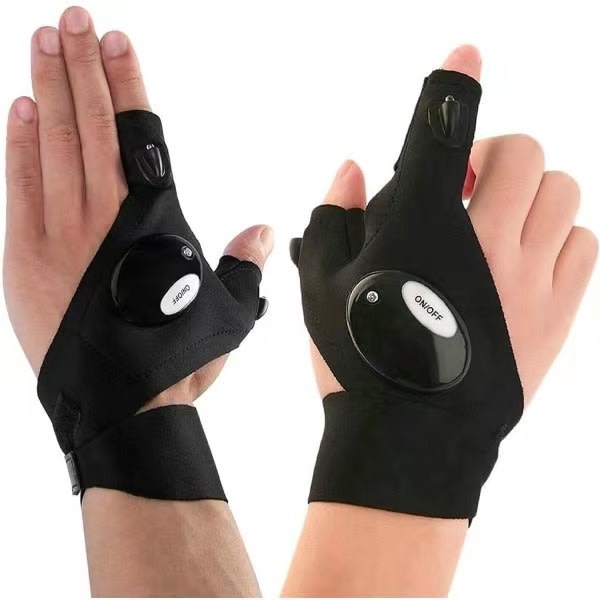 Outdoor Fishing Gloves LED Ficklampa Handskar för reparation - Perfet Left and right hands