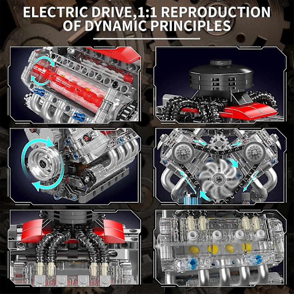 Mold King V8 Motor Byggset, Fungerande V8 Motormodell Kit, Bygg Din Egen STEM Modellmotor, 8-Cylindrig Bilmotor Byggprojekt - Perfekt