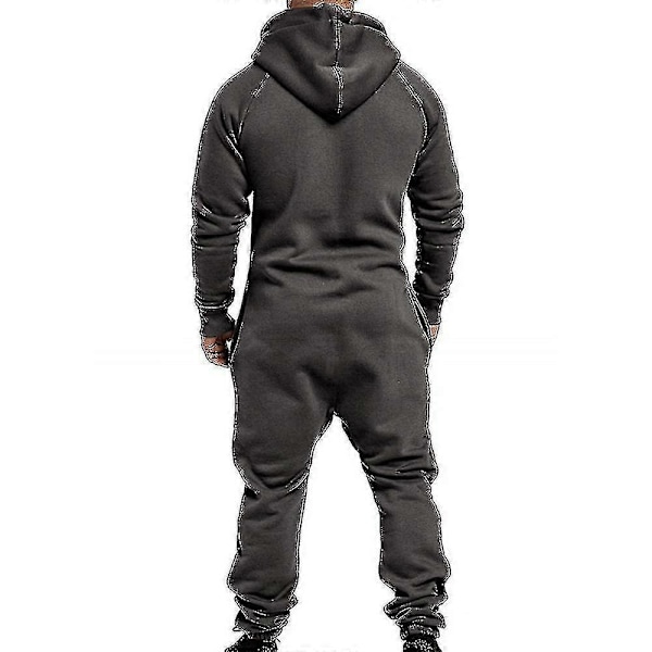 Herre En-delt Hoodie Glidelås Jumpsuit Vinter Casual Hettemønstret Jumpsuit - Perfekt Dark Grey 3XL