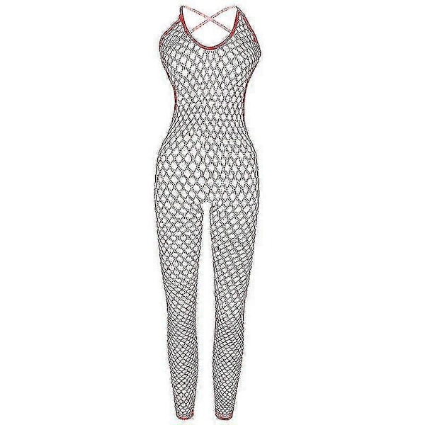Fiskbensstrumpbyxor Dam Kostym Strumpa Sling Cupless Crotchless Teddies Bodysuits Bodystockings Damunderkläder-bra-Perfekt red