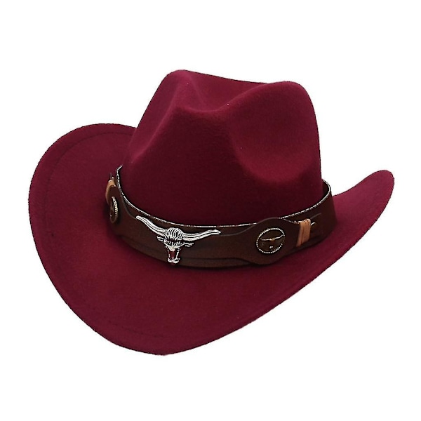 Tiibetin Cowboy-hattu Länsimainen Cowgirl-hattu Naisille Tytöille Valokuvarekvisiitta - Täydellinen Wine red