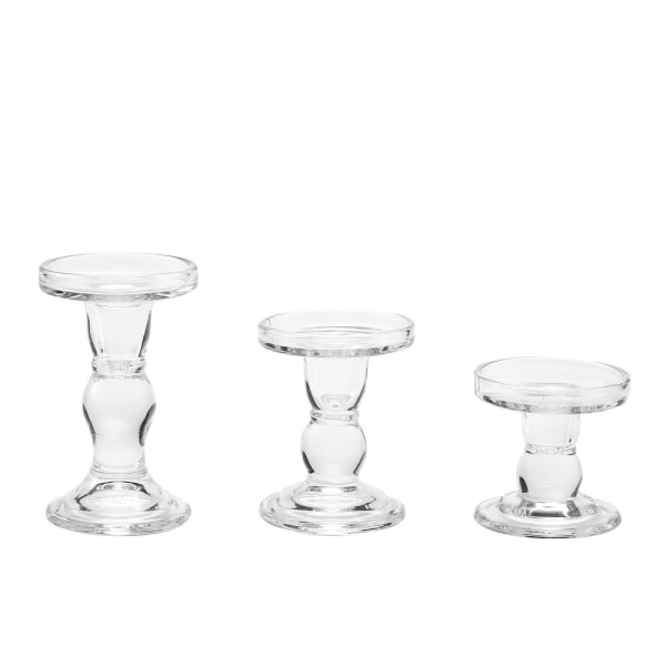 Ljushållare i glas [3-pack], transparent ljushållare, ljushållare i kristall inkl. Perfet