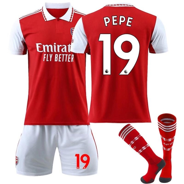 22-23 Arsenal Home Set #19 Pepe T-Shirt Uniform fodboldtrøje - Perfet 2XL