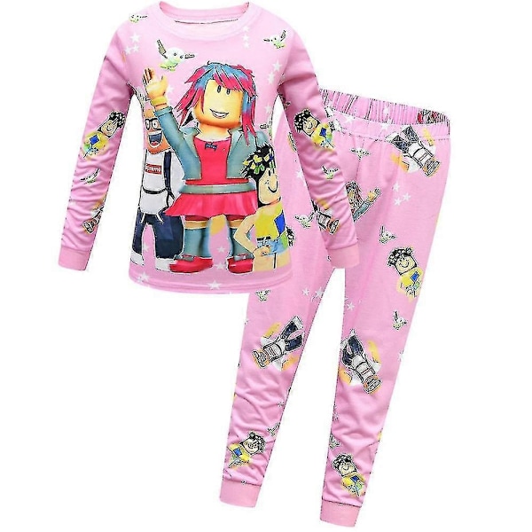 Roblox Børnepige Pyjamasæt Sovepiger Pyjamas Sovepiger Topper Bukser - Perfet Pink 8-9Years