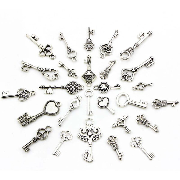 50 st blandade antika tibetanska silversmycken nyckelberlocker - Perfet