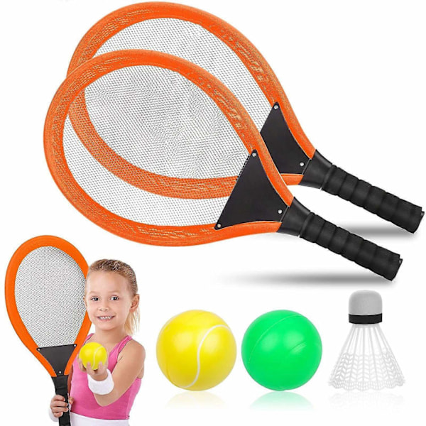 1 par børnetennis ketsjersæt inklusive gratis badminton havbold blød tennisketcher tennis- og badmintonsæt - Perfekt