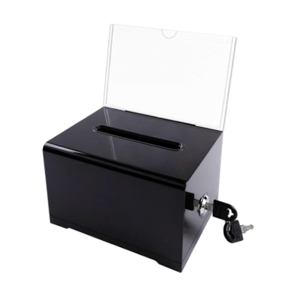 Visitkort Samleboks Billetbeholder til Virksomhedsreception Skrivebord Transparent-Perfekt Black