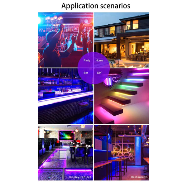 Fleksibel 10m RGB LED stripe / Lyssløyfe / LED-Strip Bluetooth APP - Perfet multicolor