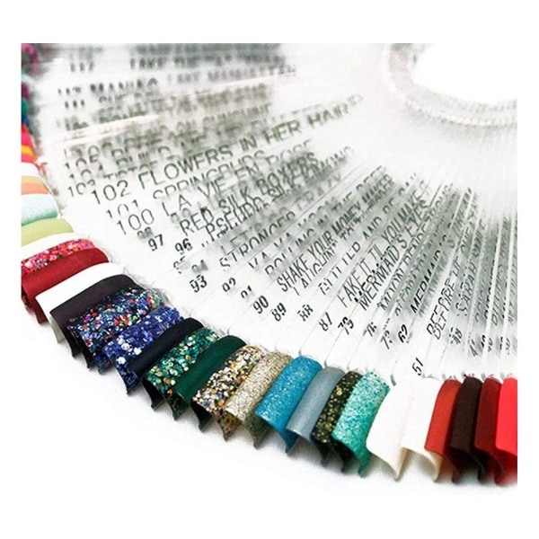 100 läpinäkyvän värillisen korttilevyn pakkaus Kynsilakkanäyttö - Perfet