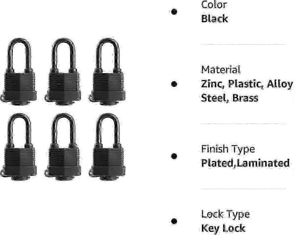 Vattentäta Hänglås 6-pack Lika Lås - Hållbart Stål Utomhuslås - Perfekt