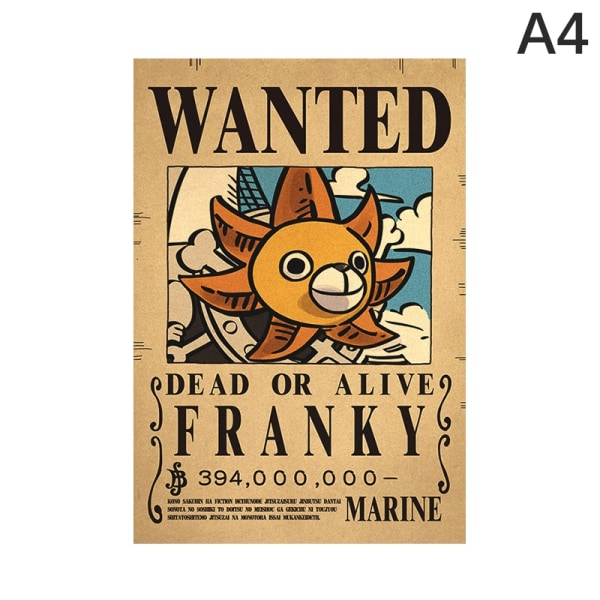 affisch One Piece Wanted Poster Luffy Paper Vintage Poste - Perfet A6