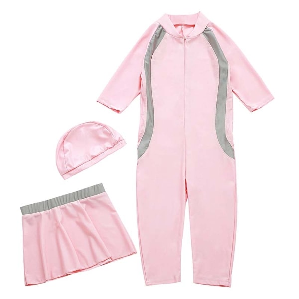 Jenter Badetøy Barn Badetøy Modest Burkini Set Swimming Beach - Perfet Pink 110