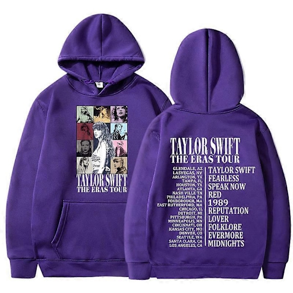 Miesten ja naisten huppari Taylor The Eras Tour -pojat ja tytöt - hupun kanssa - Midnight-albumi Swift - painatus - naisten huppari - miesten vaatteet - unisex - pusero - Perfet purple L