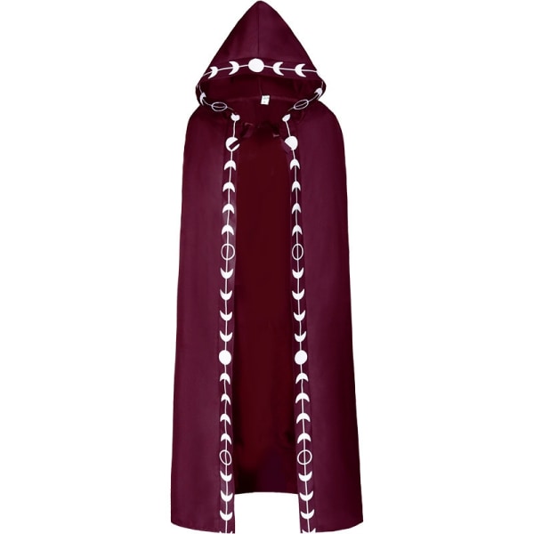 Unisex oon Phases Broderi Hættekappe Eastern Medieval Renaissance Long Cape - Perfet red M