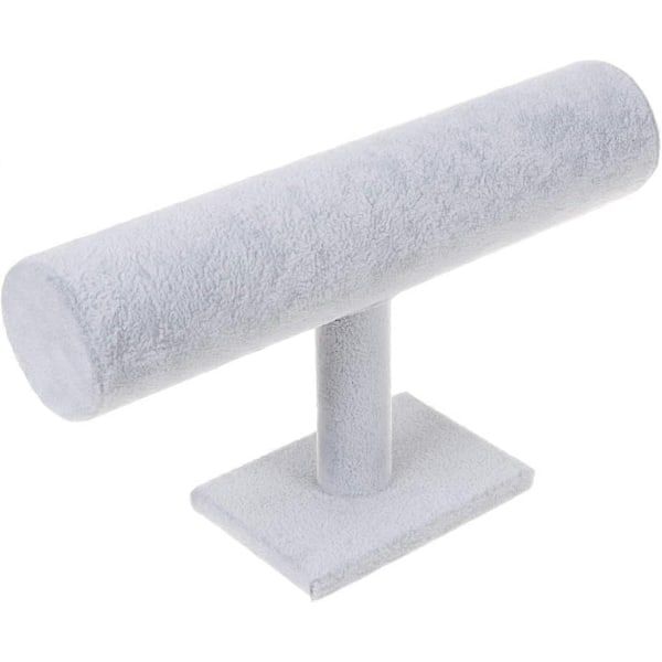 Svævende T-Bar Armbånd Halskæde Ørering Armring Vedhæng Ankelkæde Tårn Ur Nøgle Smykke Display Stand til Hjemmeorganisering (Sort Velour)-Perfet Gray