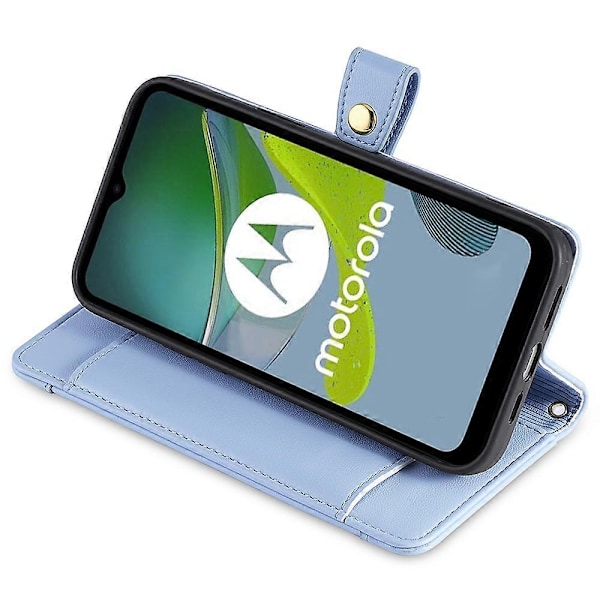 Mobilfodral med blixtlås och kortfack för Motorola Moto G54 5G - Perfekt skyddande fodral med 2 remmar Blue